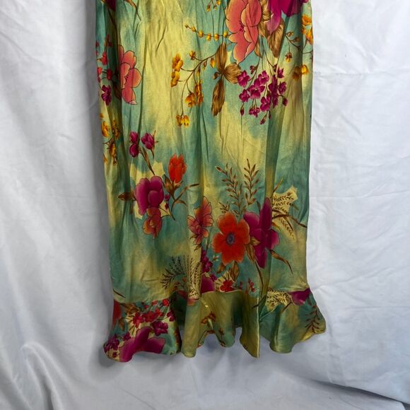Anthropology Possibility 100% Silk Boho Dress Vibrant Floral Print Y2K Size XL - Picture 4 of 7